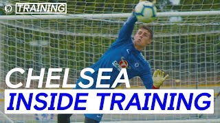 Kepa Arrizabalaga  Incredible Training Saves On First Day  Inside Training  Chelsea FC [upl. by Riamu]