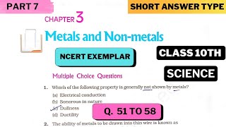 Metals and Non Metals Class 10 Science Ch  3 NCERT Exemplar Problem Solution  Part 7 [upl. by Ariada]