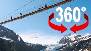 360° walk  «Trift» suspension bridge  Swiss Alps [upl. by Christel]