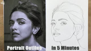 Perfect Portrait Outline in 5 Minutes  HOW TO DRAW FACE  Basic Proportion for Beginners [upl. by Nesyaj]