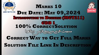 MGT211  Introduction To Business  GDB No 1 Solution 100 Correct [upl. by Harrod529]