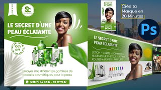 Comment créer un flyer packaging Photoshop  Formation complète pour débutant [upl. by Adnawt]