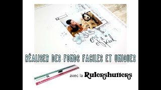 TUTO PAGE DE SCRAP Créer un fond de page rapidement pochoirs encres aquarelles et RULERSHUTTERS [upl. by Mauralia]