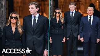 Barron Trump Joins Donald Trump At Funeral For Melania Trumps Mother [upl. by Danas]