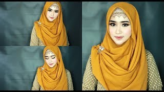 HIJAB TUTORIAL SEGI EMPAT MENUTUP DADA 2019 TREN KEKINIAN  HIJAB PESTA ACARA RESMI [upl. by Salamone]