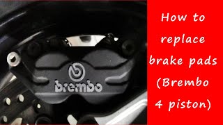 How to replace the brake pads of a Brembo 4 piston brake caliper [upl. by Narhet192]