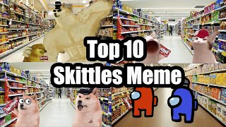 Skittles Meme Pop Cat Among Us Doge Top 10 PewPow Meme [upl. by Ahseem844]