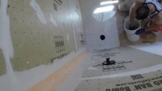 Building a WATERPROOF walk in shower hybrid style waterproofing [upl. by Komsa962]