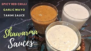 Shawarma Sauce Recipe  3 DIY Easy Dipping Sauces  Shawarma Red Sauce Garlic Sauce amp Tahini Sauce [upl. by Yarrum]