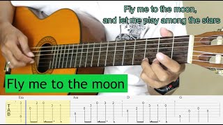 FLY ME TO THE MOON  Easy Fingerstyle Guitar Tutorial TAB  Chord  Lyric [upl. by Averi]