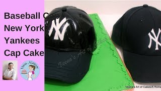 How to make a Baseball Cap Cake New York Yankees Hat Cake [upl. by Jem92]