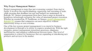 The Impact of Project Management in Raleigh NC on Business Development [upl. by Eanej]