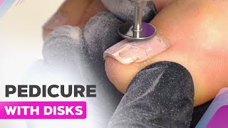 A Pedicure Tutorial Using Filing Disks  Drill Bit Alternative [upl. by Naginarb]