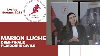 Marion Luche  Demi finale Lysias Sceaux 2021  Plaidoirie civile [upl. by Kristo50]