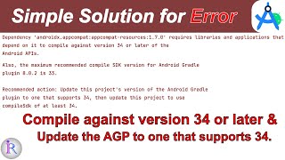How to compile the android project against version 34 or later of the Android APIs [upl. by Attenad]