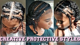 PROTECTIVE STYLES FOR NATURAL HAIR with Braids amp Twists No WeaveLong Lasting [upl. by Hazlip]