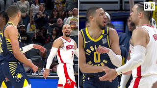 Tyrese Haliburton Has Words for Dillon Brooks After Dagger vs Rockets [upl. by Reffotsirk]