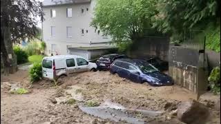 Heftiger Erdrutsch in Lindau am Bodensee durch starkes Hochwasser [upl. by Bogey]