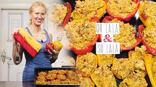 Gefüllte Paprika  Mega knusprig  warm und kalt super lecker  Für jede Party amp Catering  Vegan [upl. by Roede]