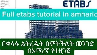 Mastering Etabs Stepbystep Modeling Tutorial In Amharic Part 1 etabs design modeling analysis [upl. by Allyson]