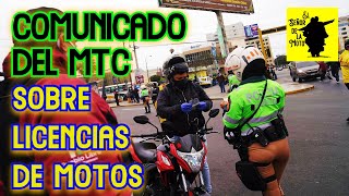 ULTIMA HORA COMUNICADO DEL MTC sobre Licencias de motos y Dan Fecha  Perú [upl. by Alusru339]