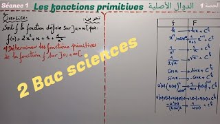 Les fonctions primitives séance 1 2 Bac sciences [upl. by Eran]