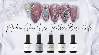 New Rubber Base Gel By Madam Glam  Swatches amp Bling Nail Art [upl. by Ollehto885]