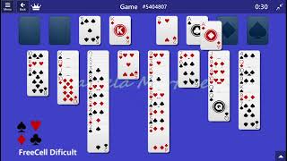 FreeCell  Game 5404807  Microsoft Solitaire Collection  Difficult [upl. by Walden]