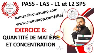 EXERCICE 6 QUANTITÉ DE MATIÈRE CONCENTRATION MOLAIRE ET MASSIQUE  710  REMISE À NIVEAU [upl. by Lateehs486]