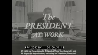 quotTHE PRESIDENT AT WORKquot 1966 PORTRAIT OF LYNDON B JOHNSON IN THE WHITE HOUSE VIETNAM WAR XD37194 [upl. by Orag]