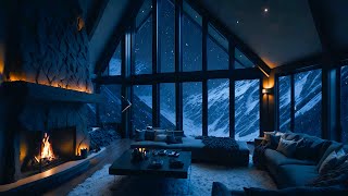 smooth music mix snowfall and crackling fireplace for calm room [upl. by Thomey]