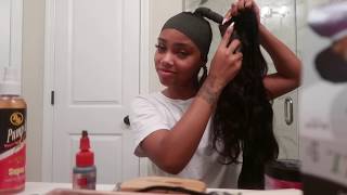 Natural Weave Ponytail Tutorial  Taking a frontal off safely  HAIREVERYWHERE [upl. by Audri]