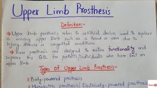 Upper Limb ProsthesisTypes of Upper Limb ProsthesesComponents of Upper Limb Prostheses [upl. by Maynard141]