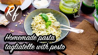 Homemade pasta tagliatelle with pesto [upl. by Mclain215]