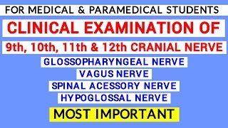 9th 10th11th amp 12th CRANIAL NERVE EXAMINATION  CLINICAL LAB  PHYSIOLOGY [upl. by Boot]