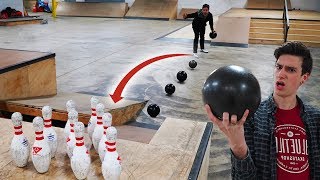 SKATEPARK BOWLING TRICK SHOT BATTLE vs SAM TABOR World Record Ending [upl. by Ycnej64]