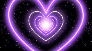 Purple Heart Background 💜 Neon Heart Tunnel Background  Motion Graphics Hearts Background [upl. by Aicen]