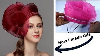 DIY Women Occasion Hat designed with crinoline  Hat making tutorial [upl. by Hardan]