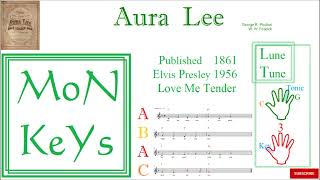 Aura Lee Sheet Music Piano Learning Love Me Tender Elvis Presley MoN KeYs Learning [upl. by Hoem]