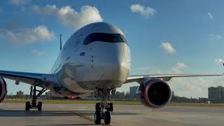 Aeroflot A350900 Arrival and walkaround Miami international airport MIA KMIA [upl. by Kopaz]