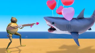 NEW LOVE GUN vs SHARKS  Amazing Frog Part 201  Pungence [upl. by Halivah]