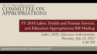 Subcommittee Markup FY18 Labor HHS amp Education Appropriations Bill EventID106250 [upl. by Nanete167]