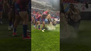 Australian rugby team have cultural pre match tradition 🤩❤️  🎥 NRLKnights [upl. by Ahsilet]