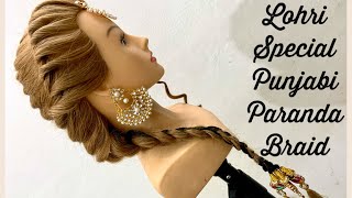 Punjabi Hairstyle for Lohri Function  Paranda Hairstyles  beautiful braid Hair style Girl [upl. by Otrebogir846]