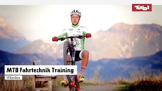 MTB Fahrtechnik Training 10 Mountainbike Wheelies Tutorial [upl. by Thalassa476]