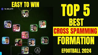 TOP 5 BEST CROSS SPAMMING FORMATIONS IN EFootball 2024 Mobile  Formation EFootball 2024 [upl. by Eelarual246]