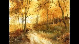 Learn to Paint Golden Light in Watercolor on a Late Autumn Walk [upl. by Aetnahc931]