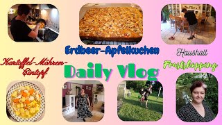 Daily Vlog Frustshopping  ErdbeerApfelkuchen  KartoffelnMöhreneintopf  Haushalt  Voller Tag [upl. by Yelah]