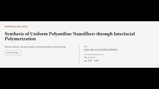 Synthesis of Uniform Polyaniline Nanofibers through Interfacial Polymerization  RTCLTV [upl. by Leumhs]