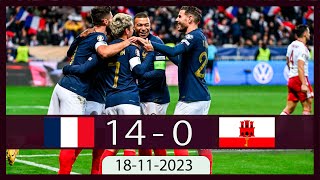 France vs Gibraltar 140  🔥 2024 Euro Qualifiers  Highlights and All Goals 2023 [upl. by Shanie]